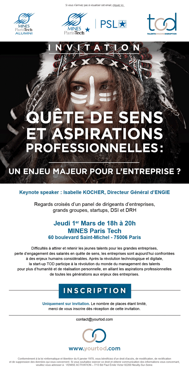 Conférence organisée par Mines Paris Tech, Mines Paris Tech Alumni et TOD