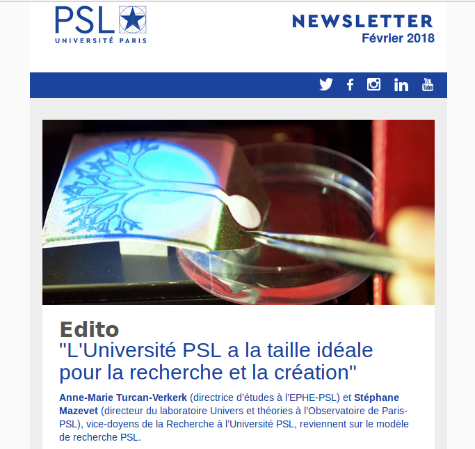 La newsletter de février de PSL